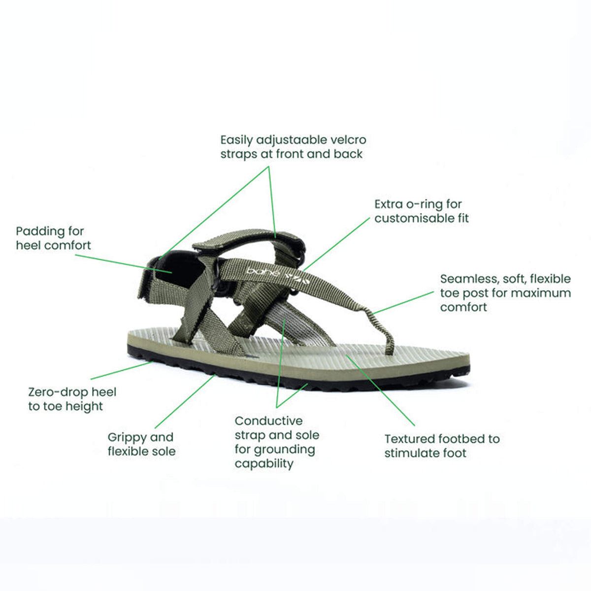 Respire Grounding Barefoot Sandal (Men's) - Olive