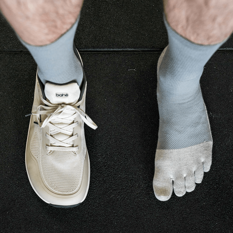 Foot in and out of Bahé shoes