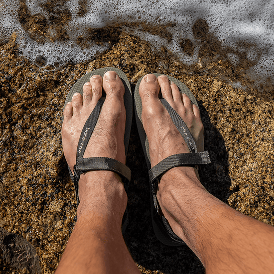 Bahé Respire grounding sandal on mans foot
