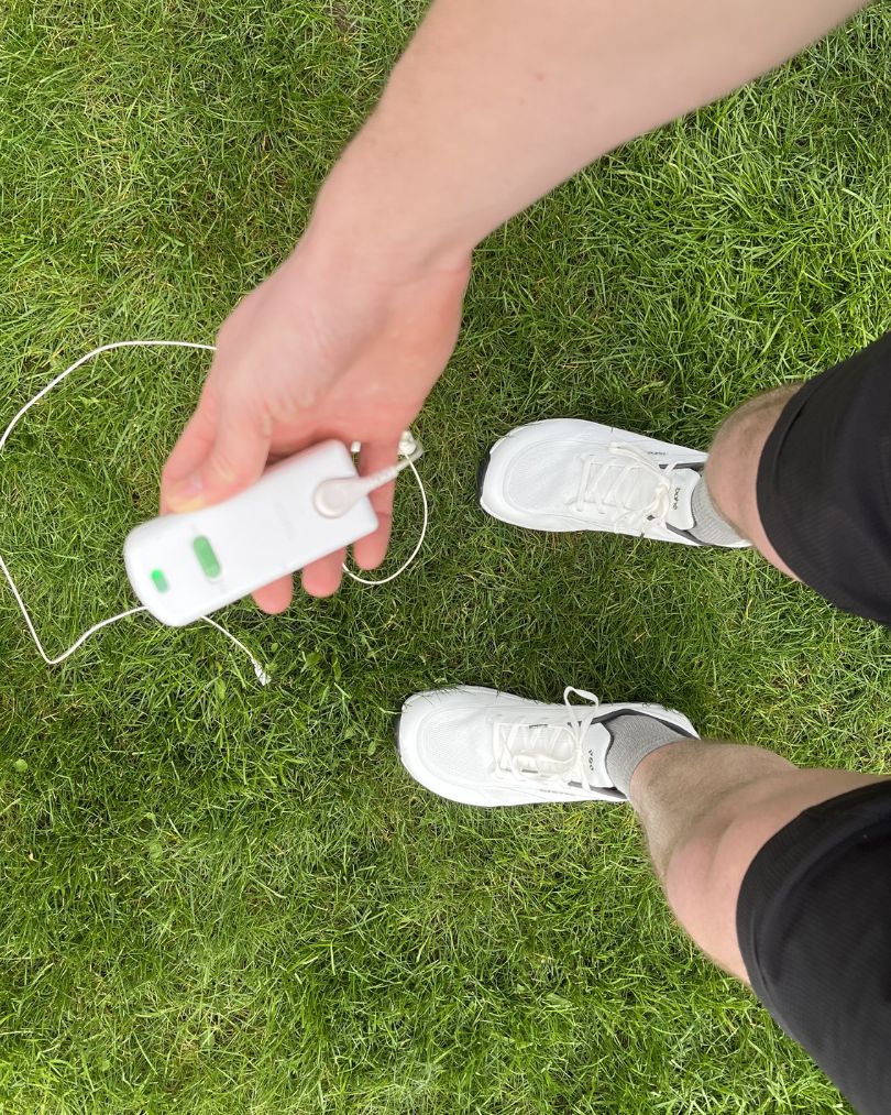 Testing grounding shoes with a continuity meter
