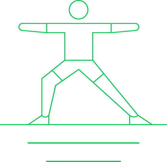 Yoga graphic indicating reduced stress from grounding