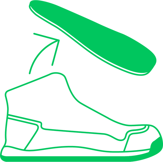 A graphic showing that the insole can be removed from the Bahé boot to enhance ground feel. 