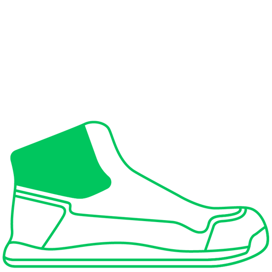 A graphic showing padding on the collar of the Bahé boot to enhance comfort. 