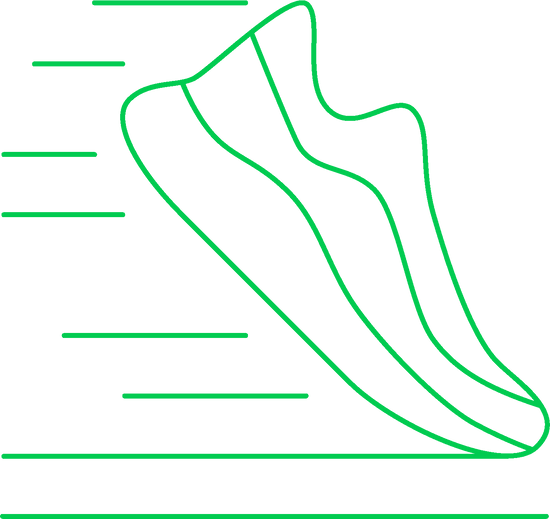 Graphic showing how Bahé Recharge shoes are made for distance through it's high energy return midsole