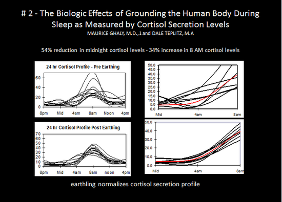 Biological effects of grounding the human body during sleep as measured by cortisol levels