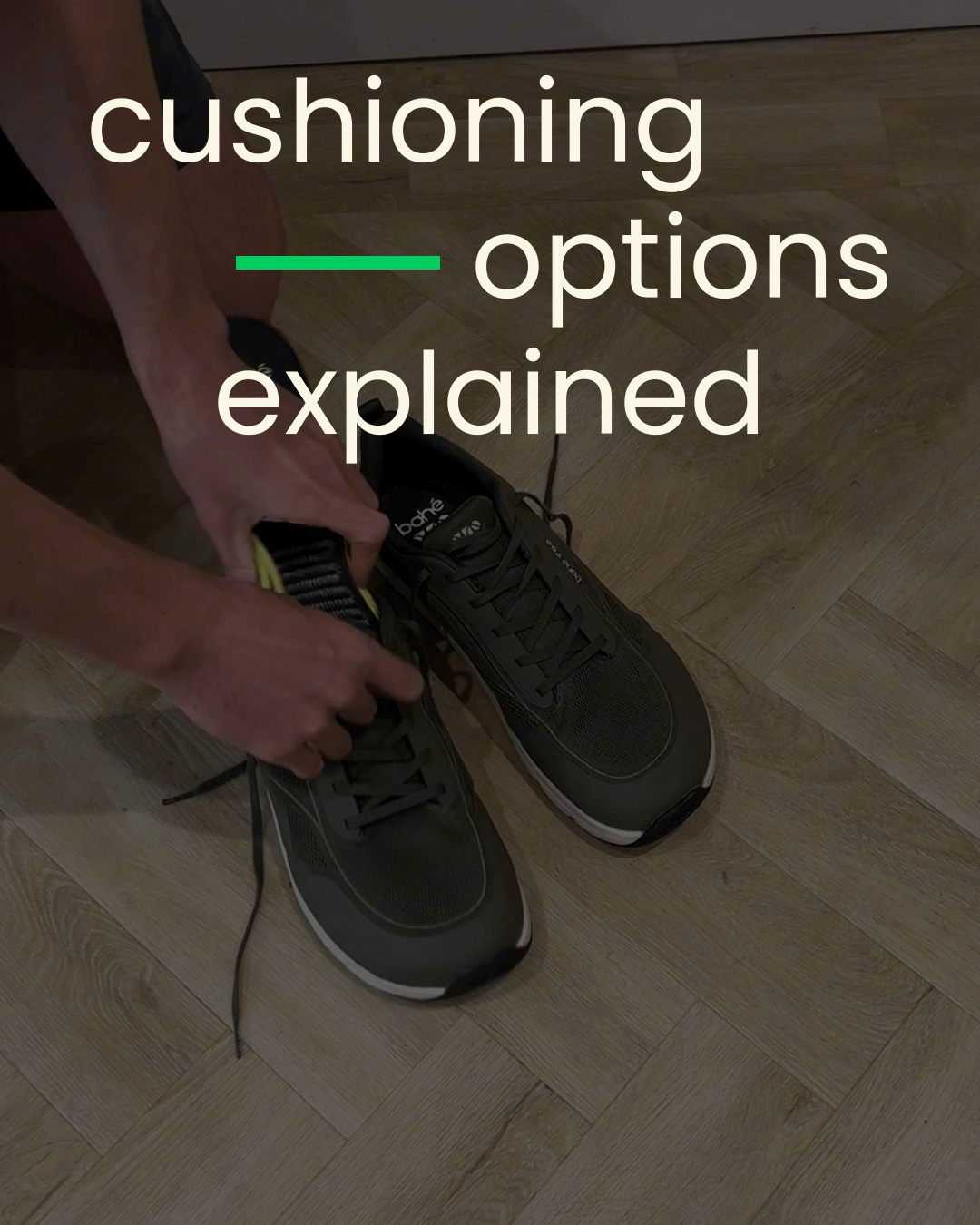 Somebody removing adding an extra insole from a Bahé barefoot grounding shoe