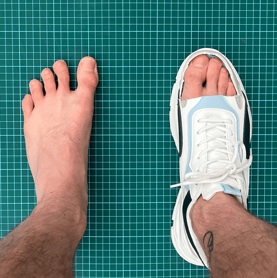Comparing barefoot with foot in shoe