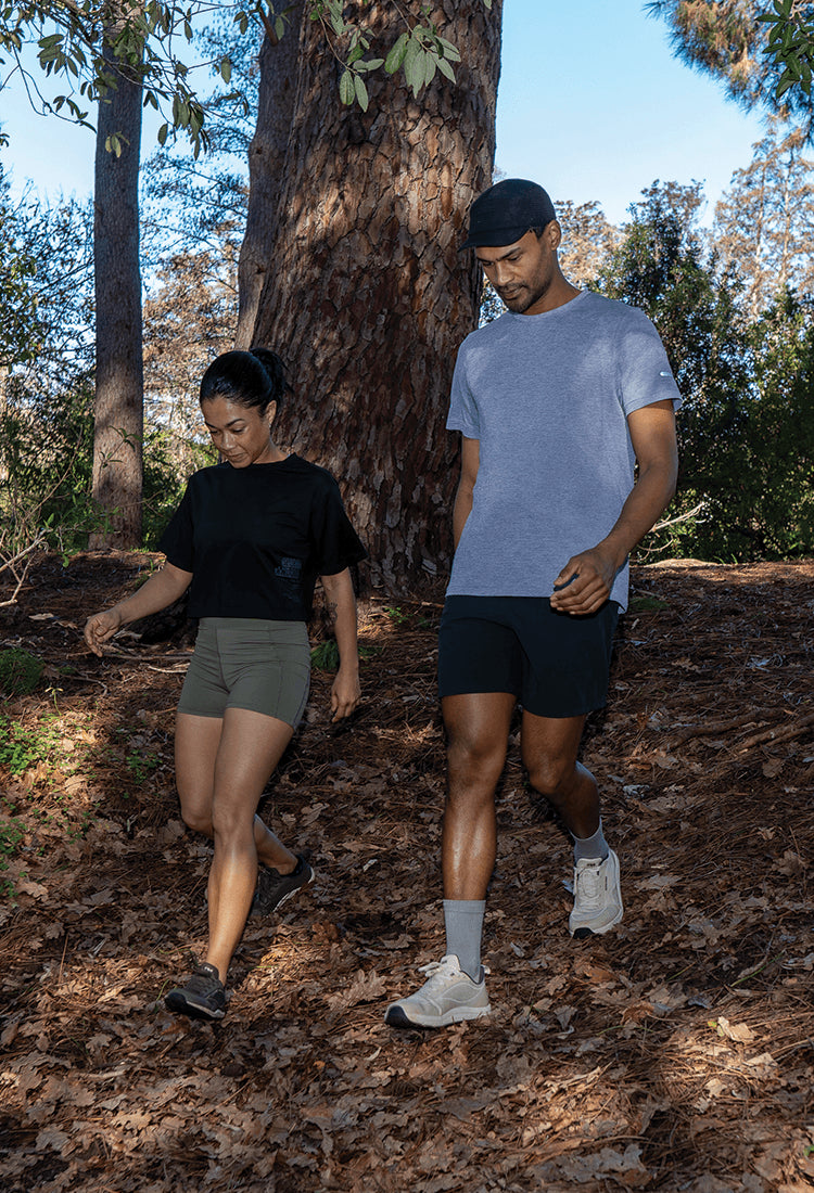 People walking in barefoot shoes. 
